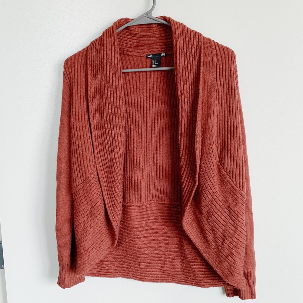 H&M red knit cardigan